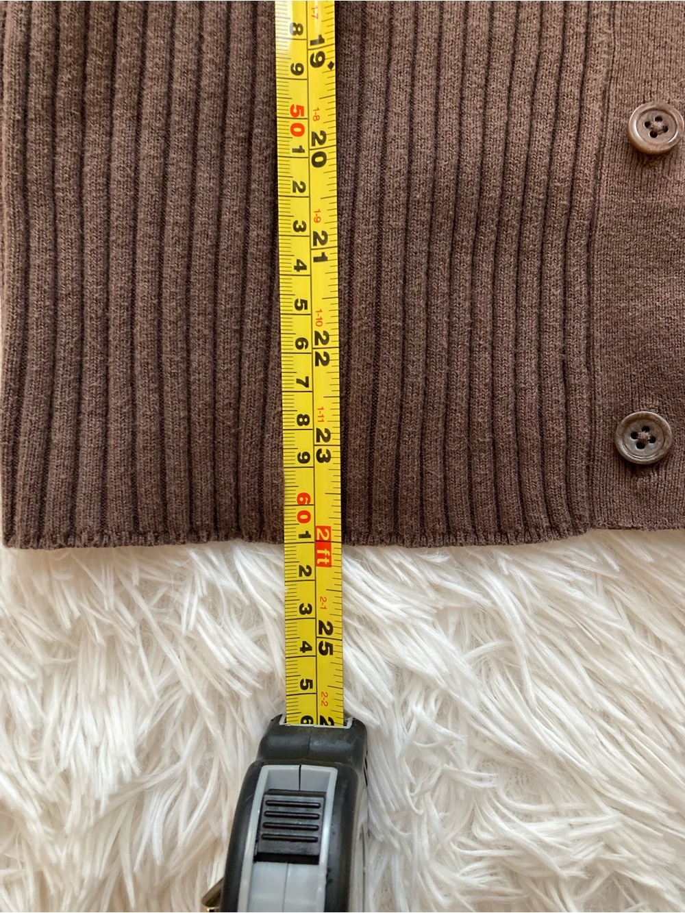 L.L. Bean Chocolate Brown Ribbed V-Neck Button Cardigan - Picture 5 of 6